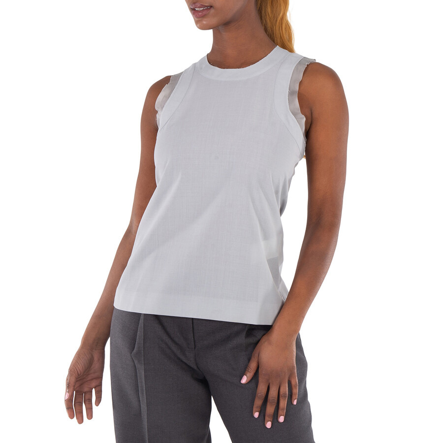 Sacai Ladies L / Gray Zipped-Back Round-Neck Tank Top - 2