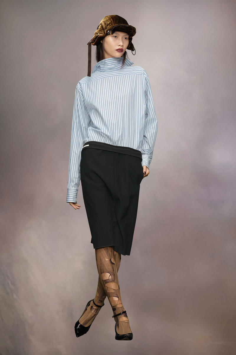 Reversed stripe shirtdress - 1