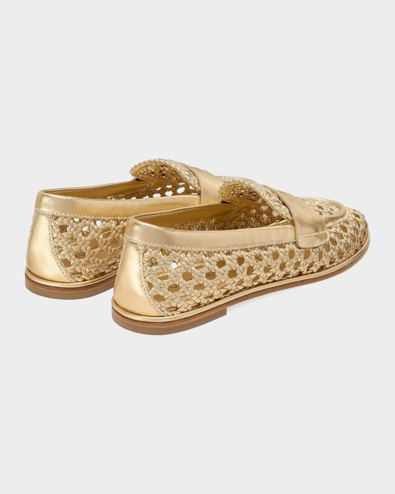 Stuart Weitzman Spencer Woven Metallic Leather Penny Loafers outlook
