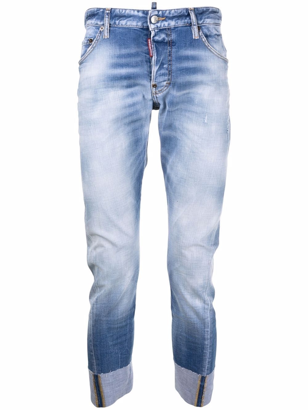 turn-up cropped jeans - 1