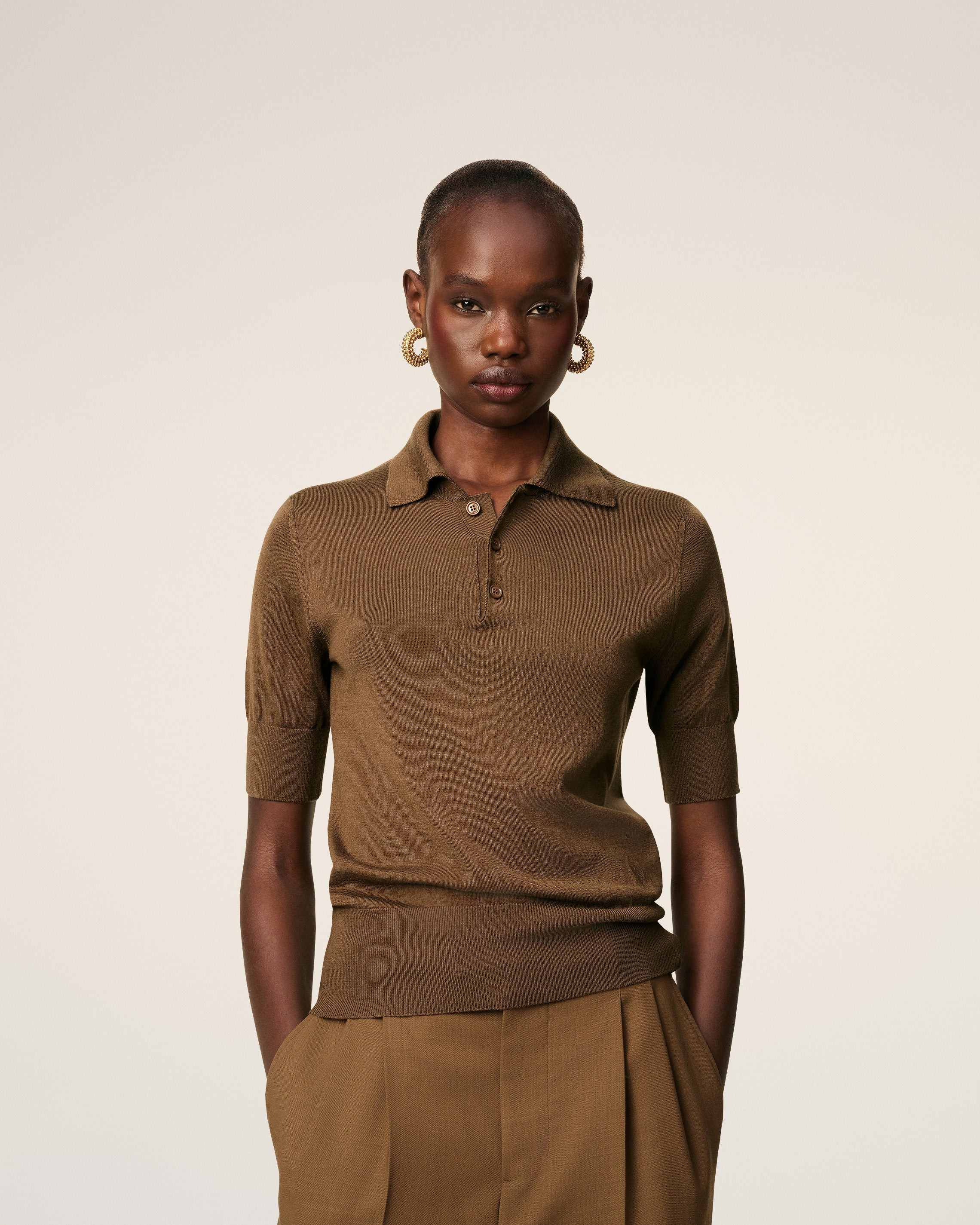 BROWN COTTON AMI DE COEUR POLO - 3
