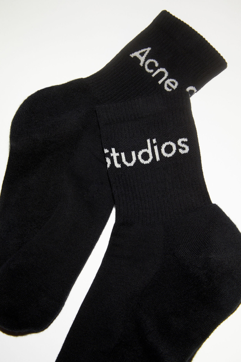 Ribbed logo socks - Black satin/grey 4