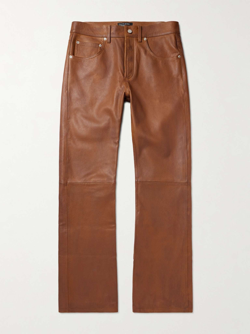 Straight-Leg Panelled Leather Trousers 1