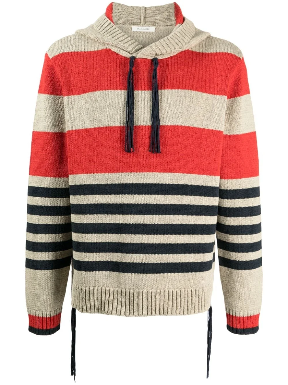 striped knitted hoodie - 1
