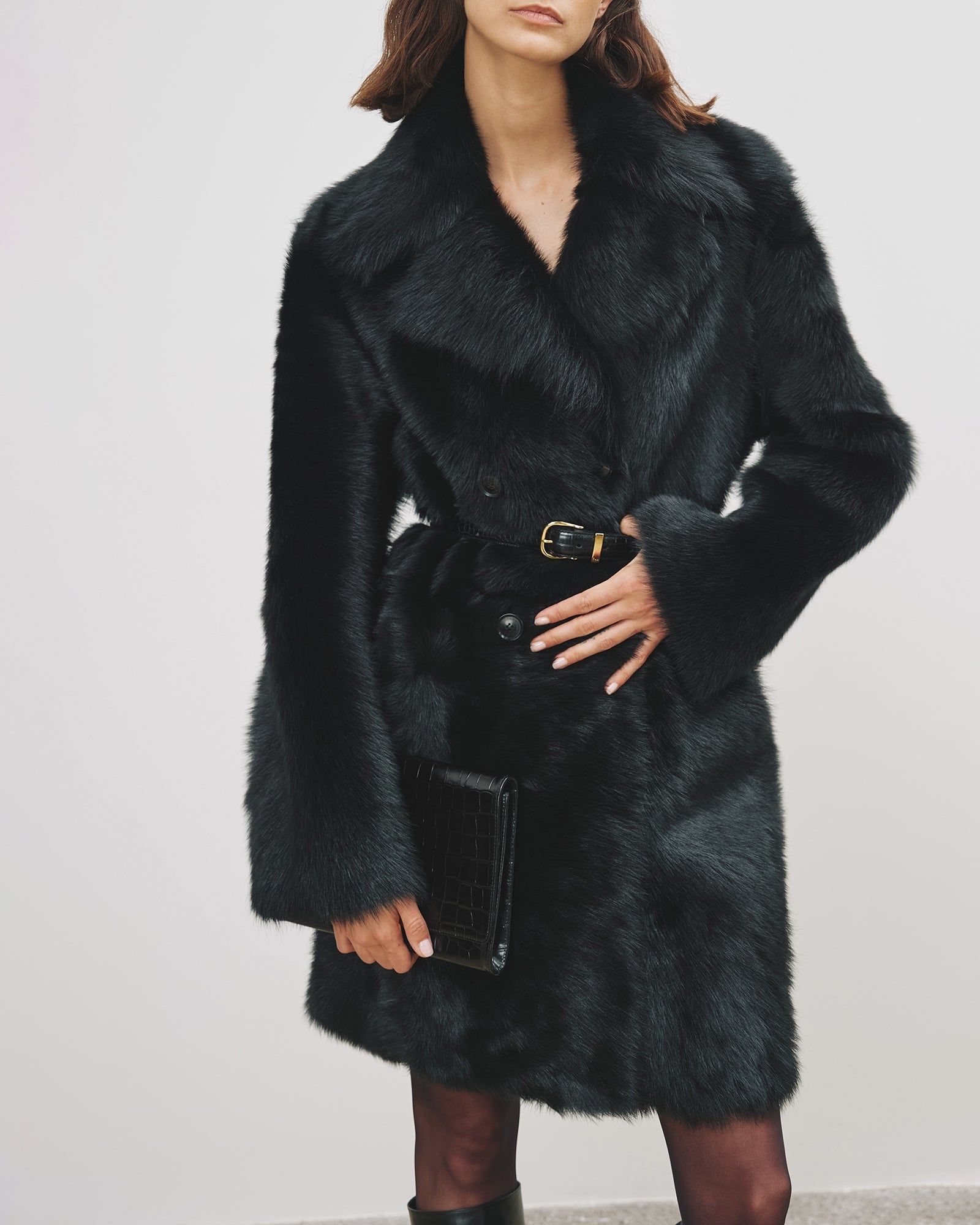 FAUSTINE DOUBLE BREASTED SHEARLING COAT - 3