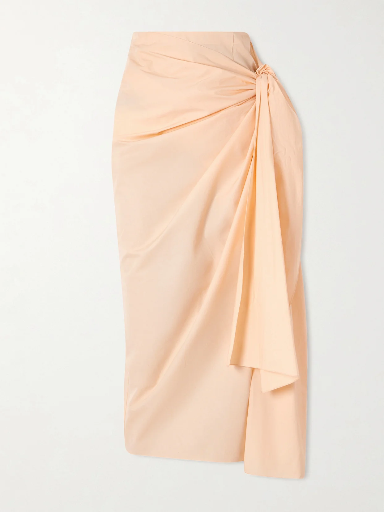 Shay Tie-detailed Draped Cotton-poplin Wrap Midi Skirt - 1