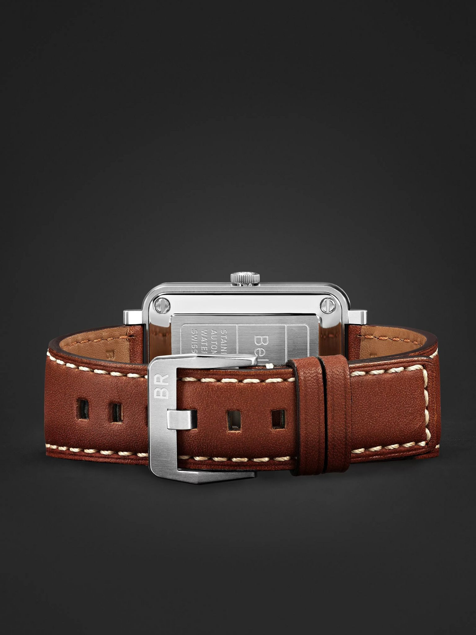 BR S-92 Golden Heritage Automatic 39mm Stainless Steel and Leather Watch, Ref. No. BRS92-ST-G-HE/SCA - 7
