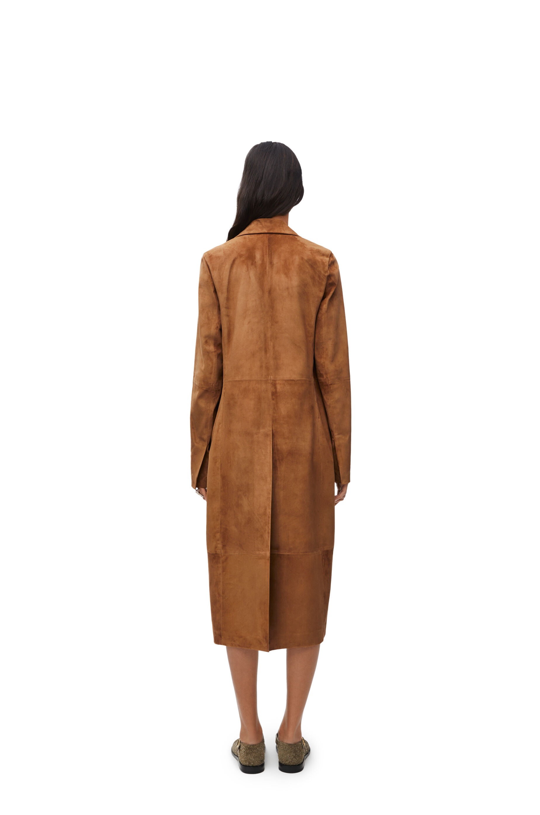 Double breasted coat in suede calfskin - 3