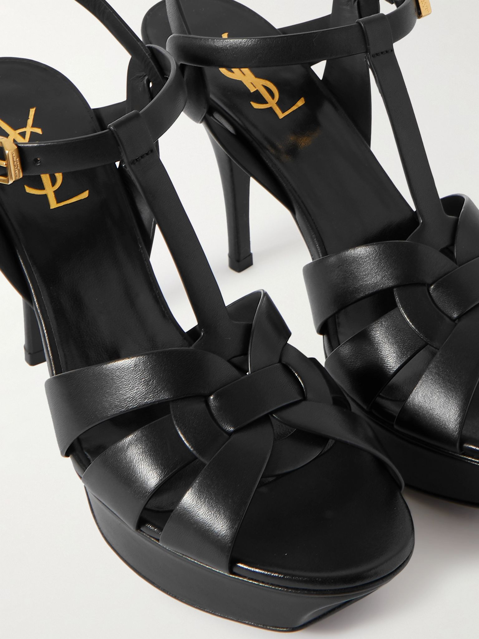 Tribute woven leather platform sandals Black - 4
