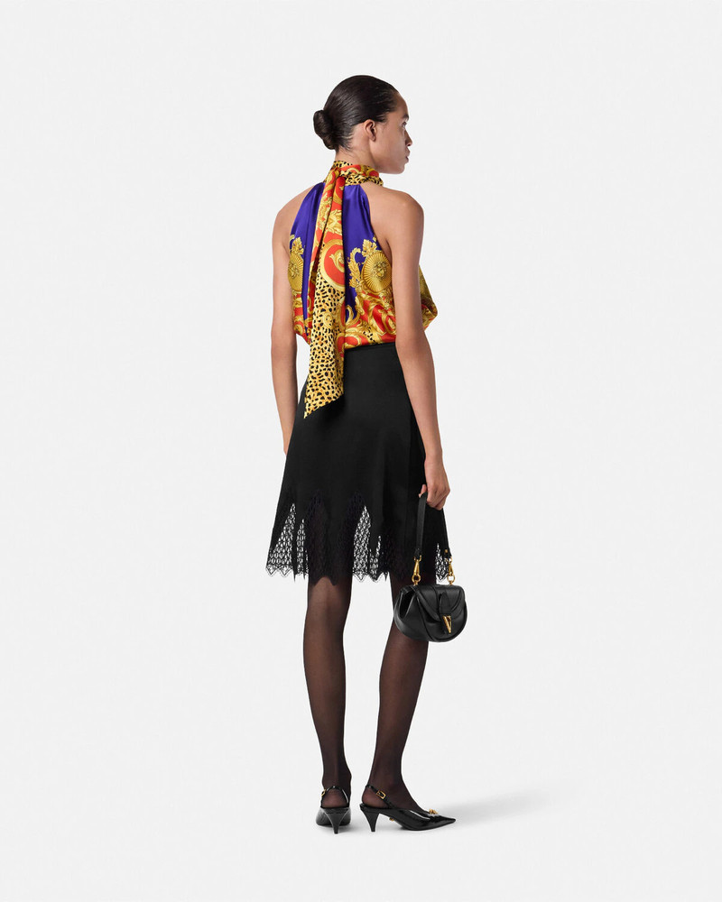 VERSACE Cheetah Barocco Silk Lavallière Top outlook