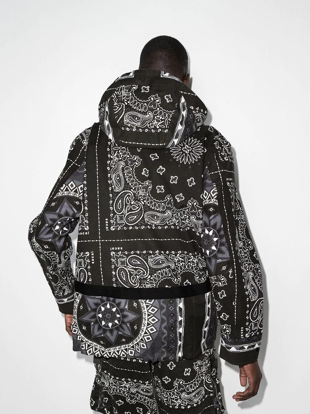 bandana-print hooded jacket - 3