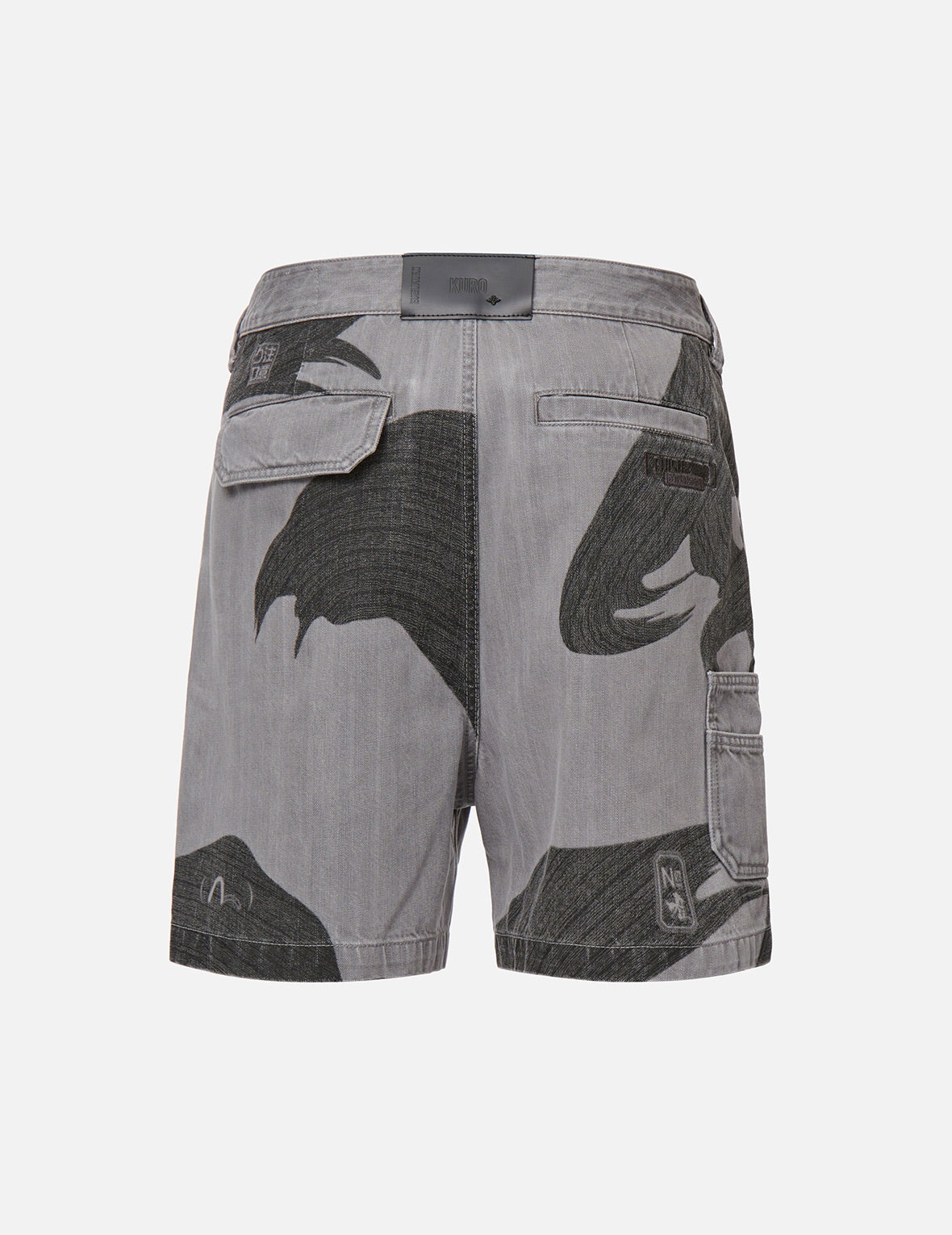 Brushstroke Effect Washed Denim Shorts - 7