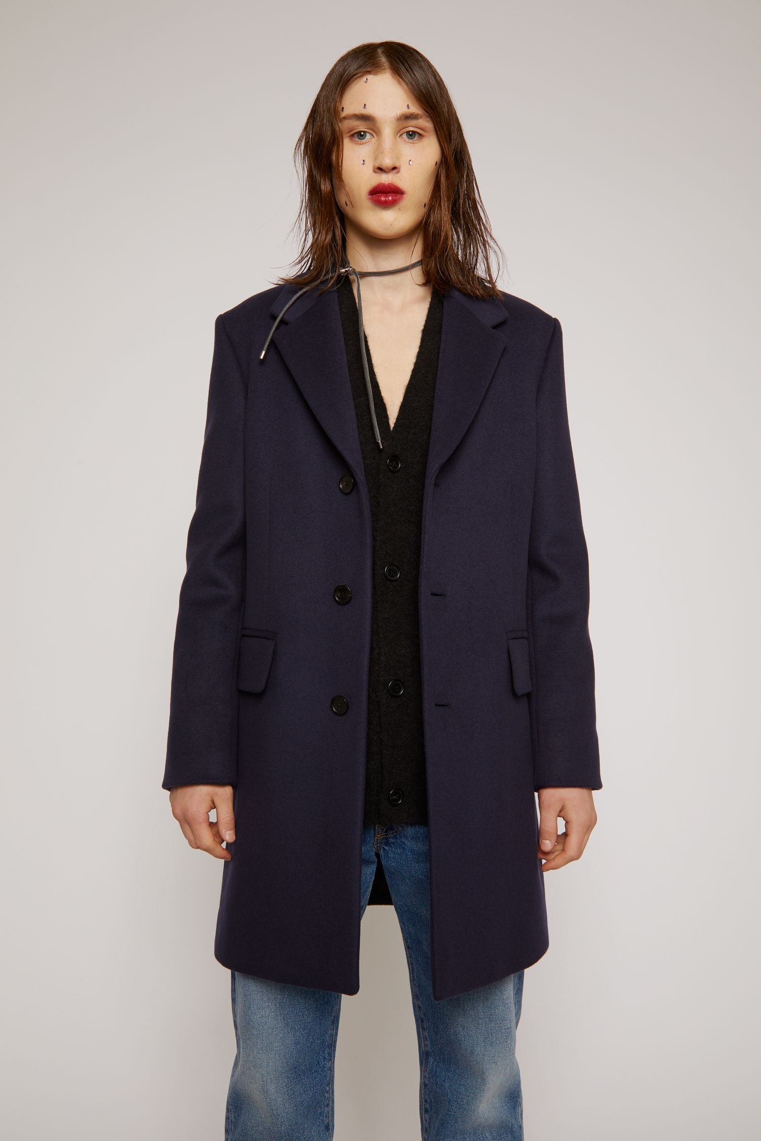 Wool-blend coat navy blue - 5