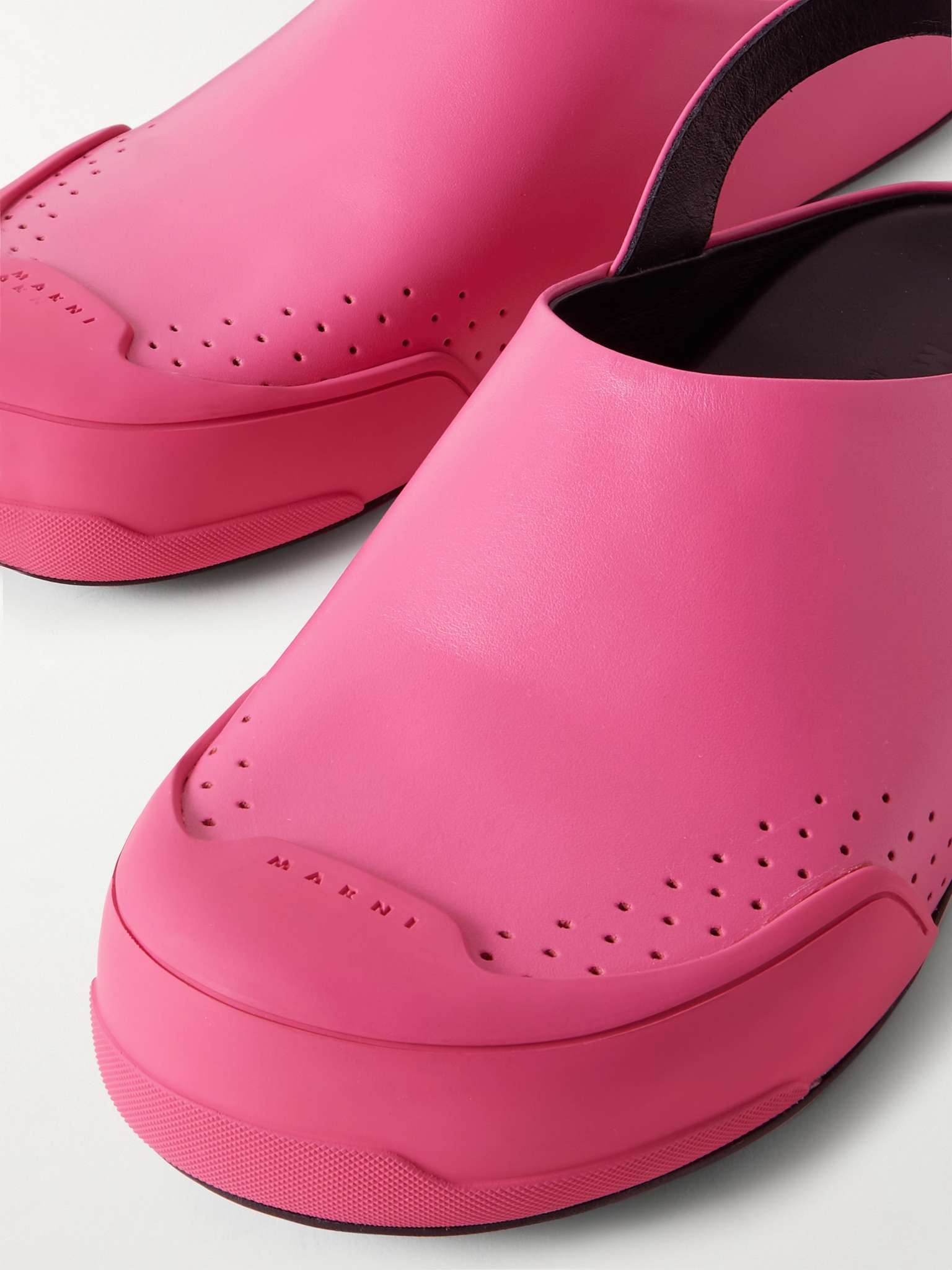Rubber and Suede-Trimmed Leather Clogs - 5