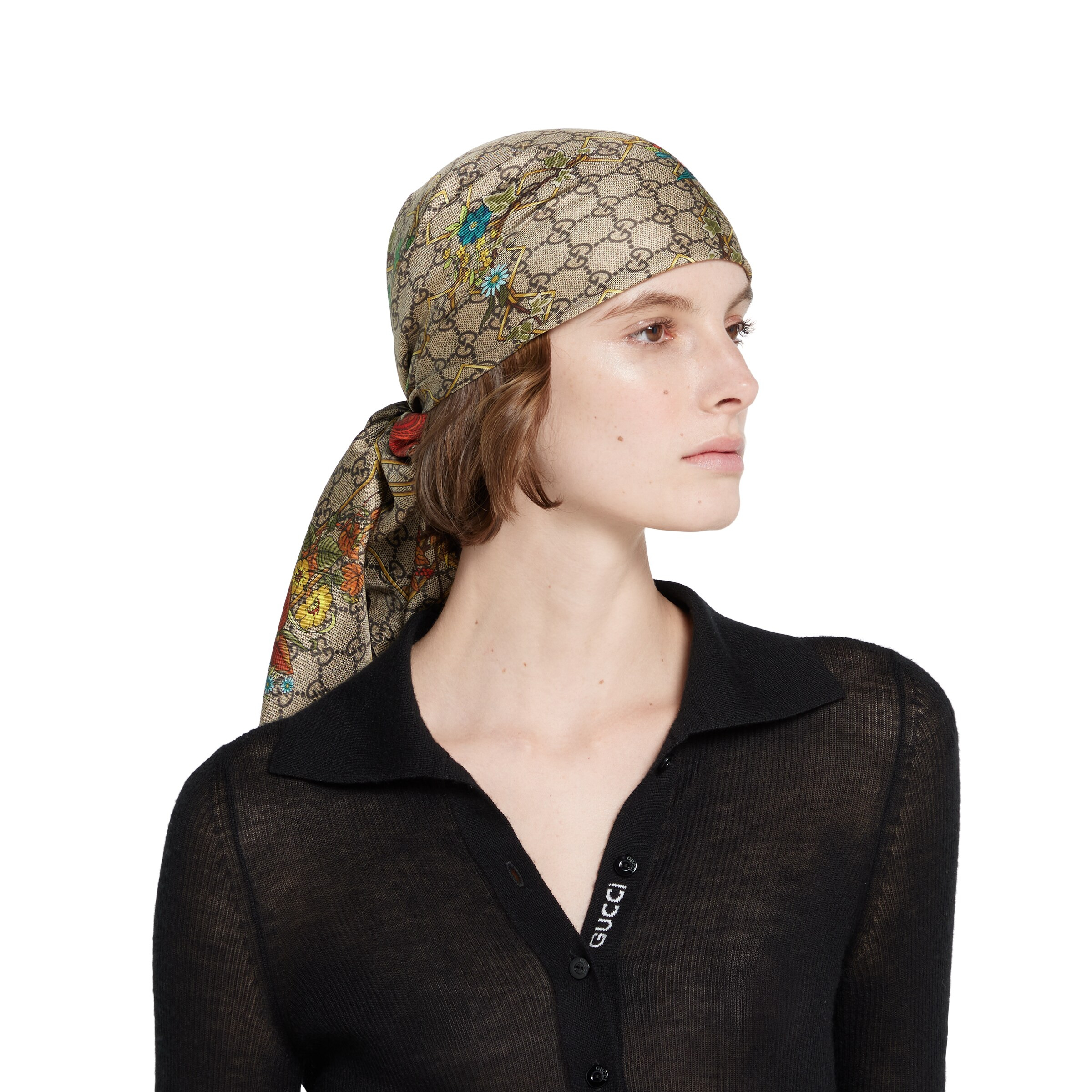 Animal and floral print silk carré - 3