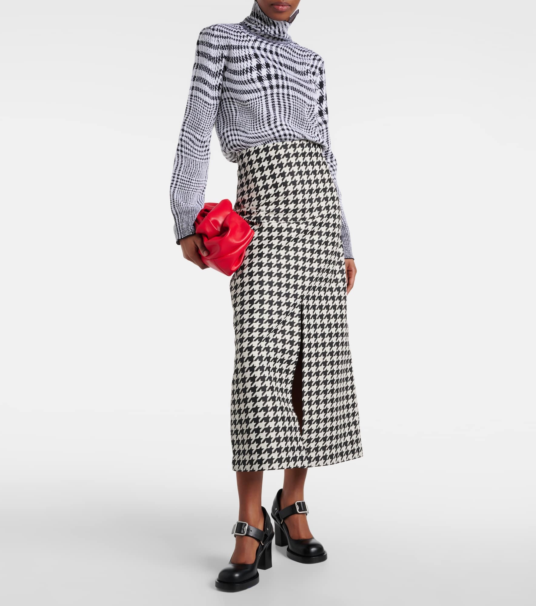Houndstooth twill maxi skirt - 2