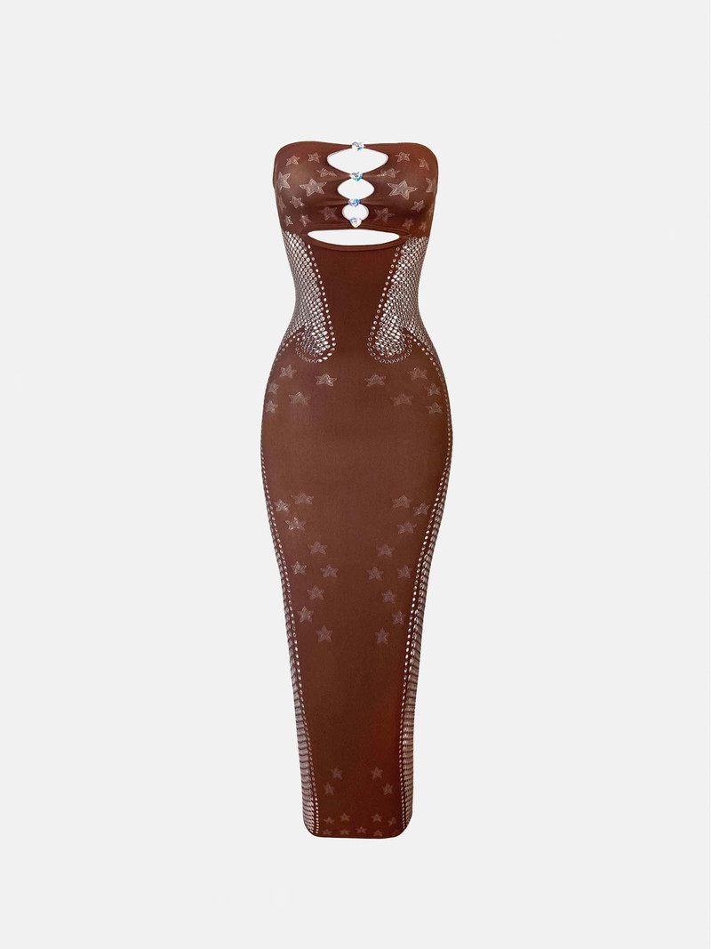 ROXIE DRESS OLD MONEY BROWN 1