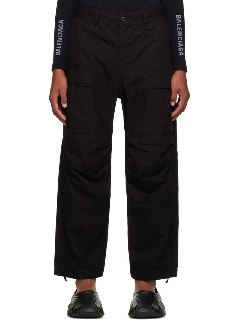 Black Paneled Cargo Pants 1