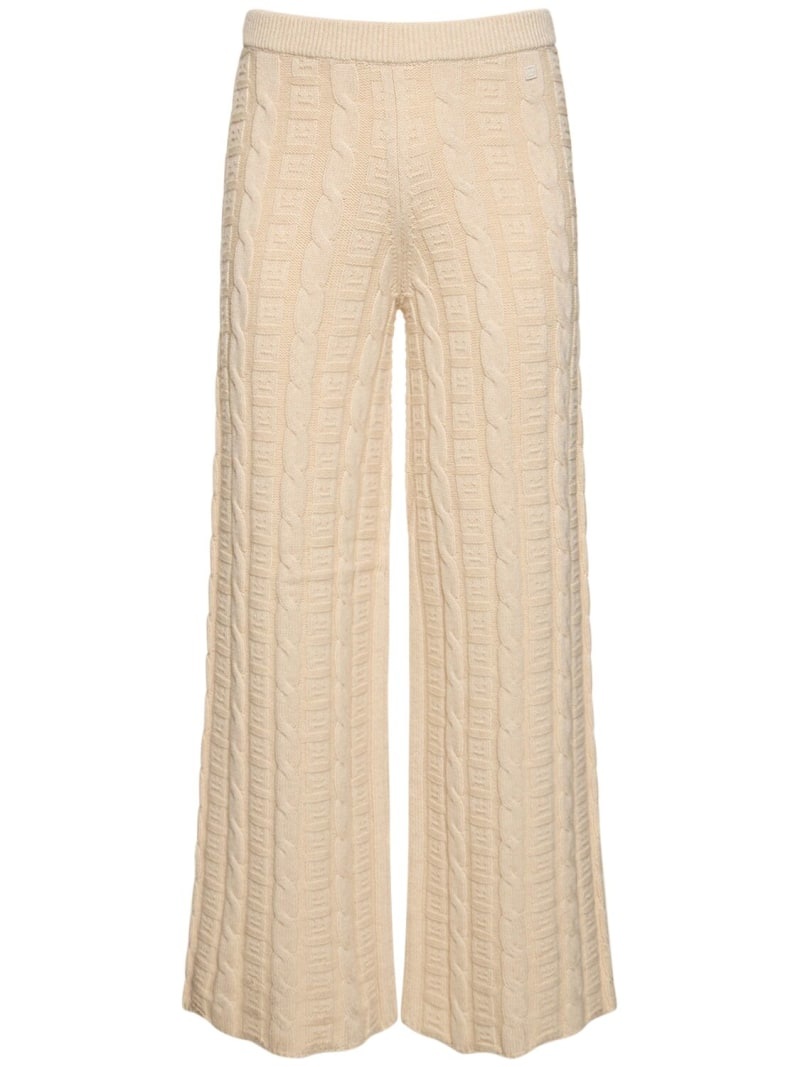 Wool blend cable knit flared pants - 1