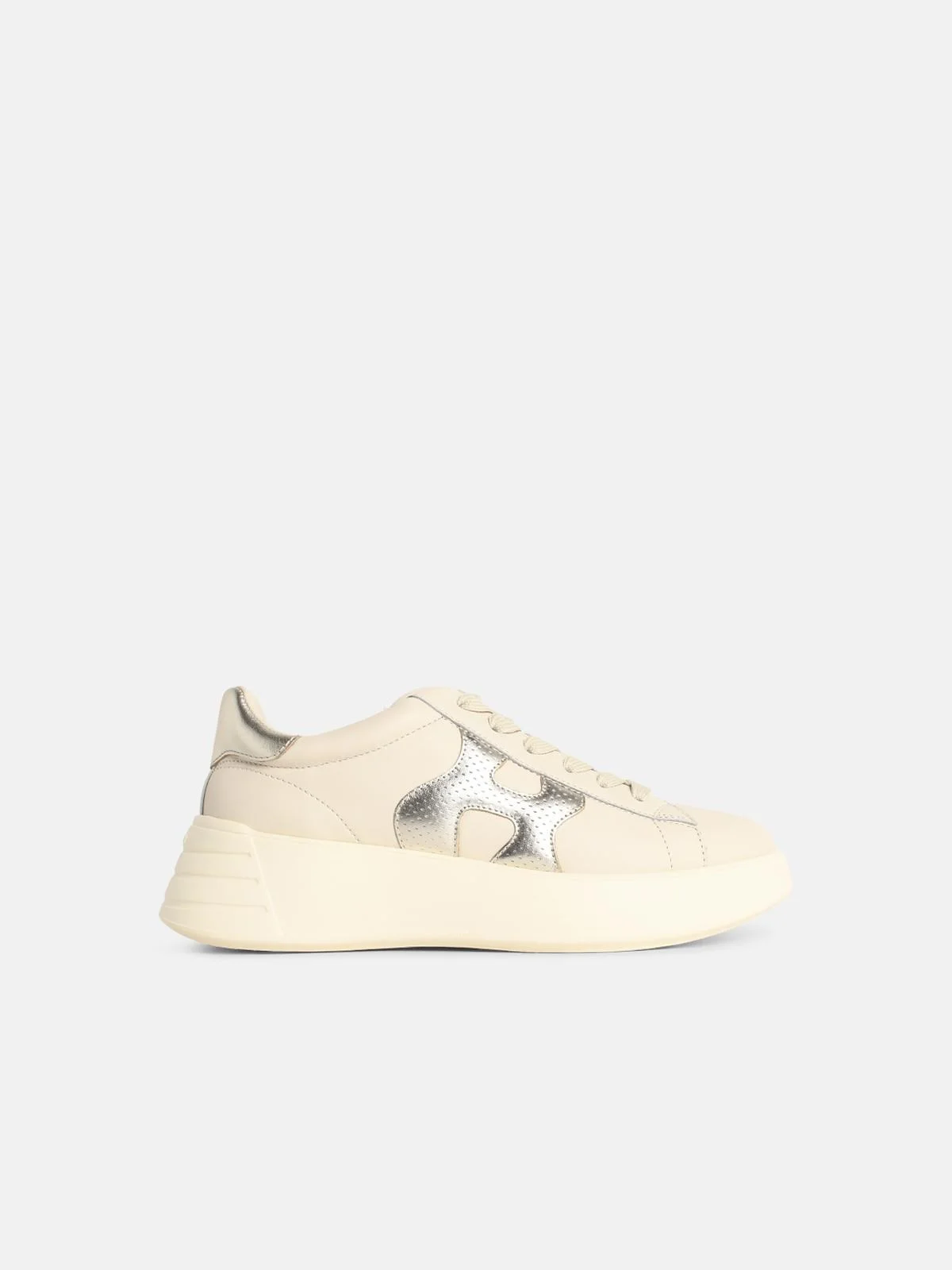 'HOGAN REBEL' IVORY LEATHER SNEAKERS - 1