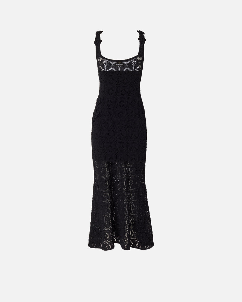 PINKO CROCHET-EFFECT MIDI DRESS WITH APPLIQUÉ FLOWERS outlook