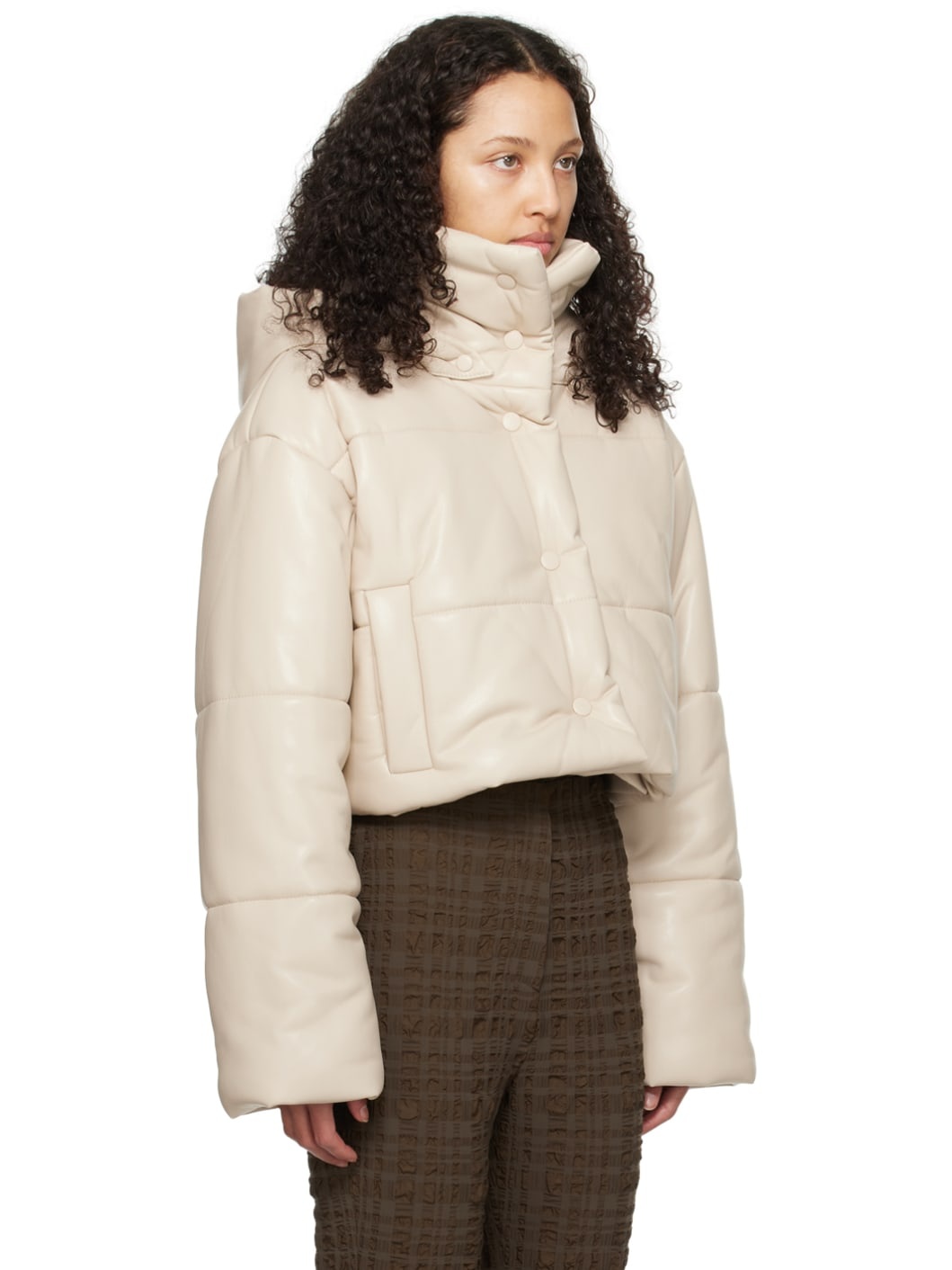 Beige Aveline Vegan Leather Jacket - 2