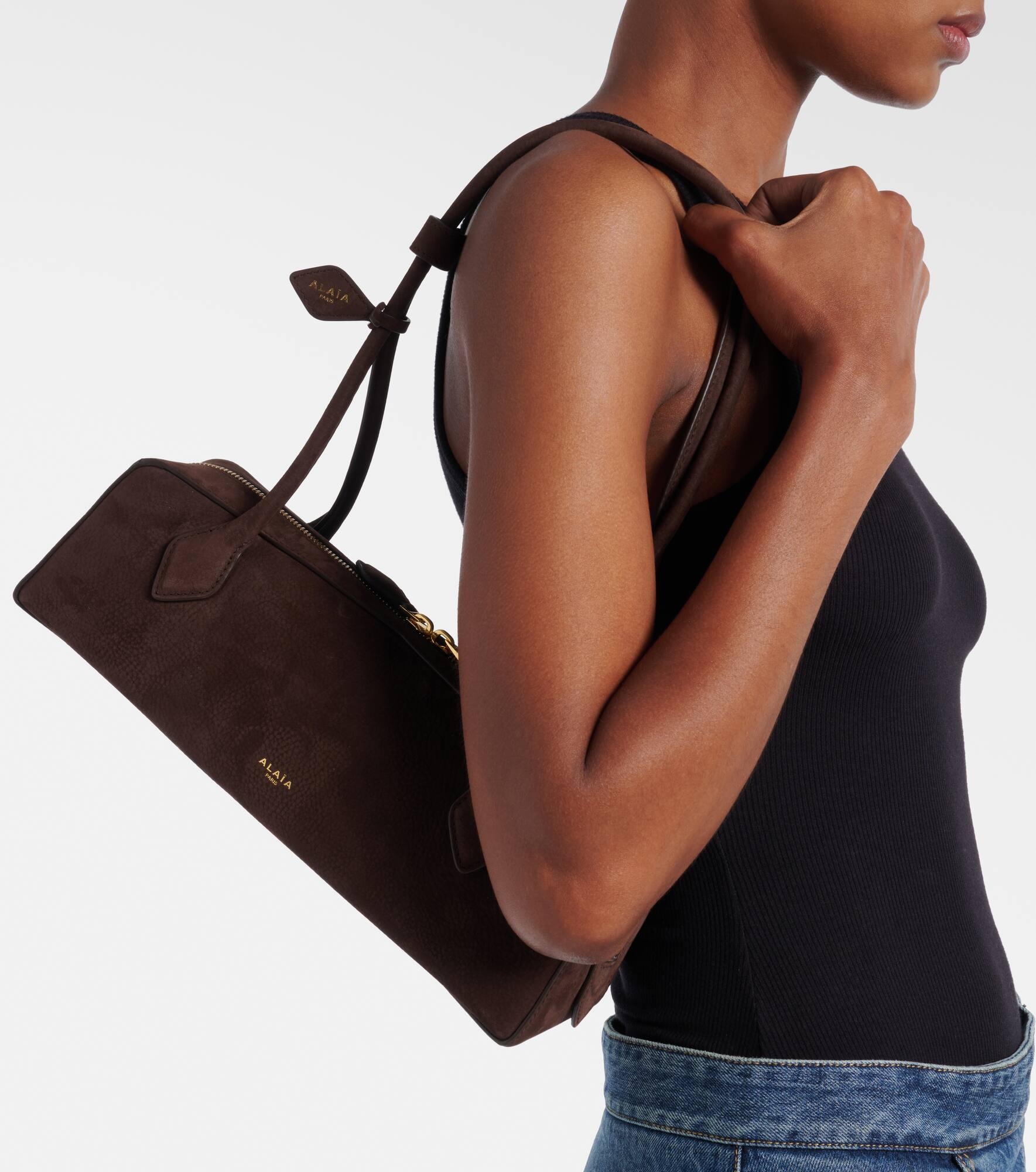 Le Teckel Medium suede shoulder bag - 2
