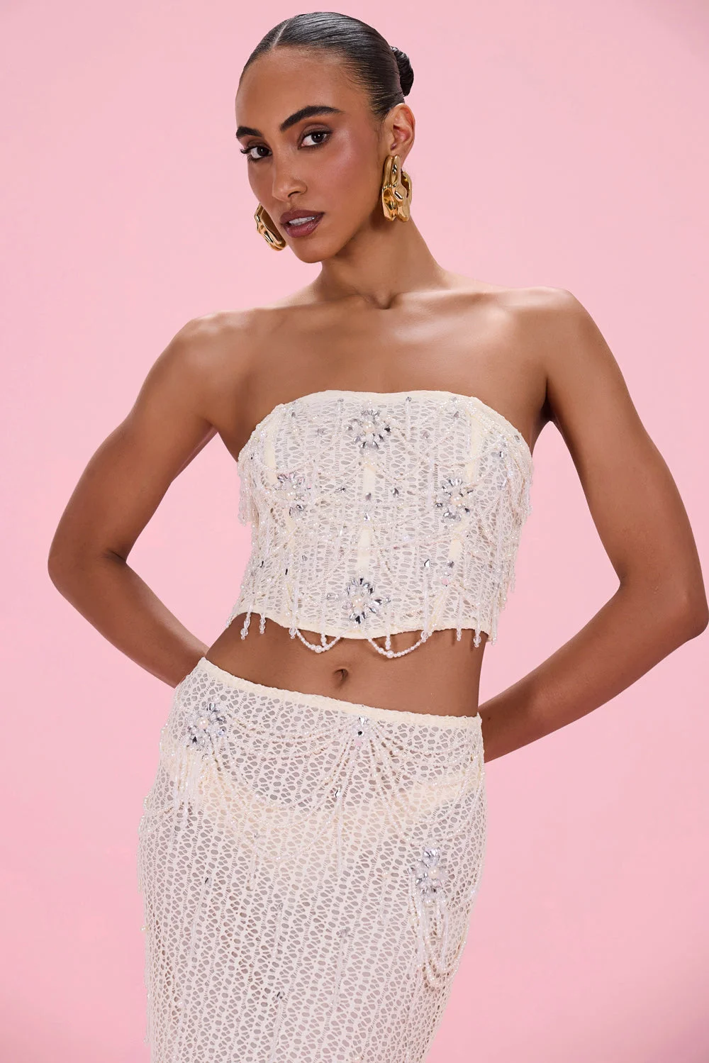 PEARL MESH EMBROIDERED TOP - 1