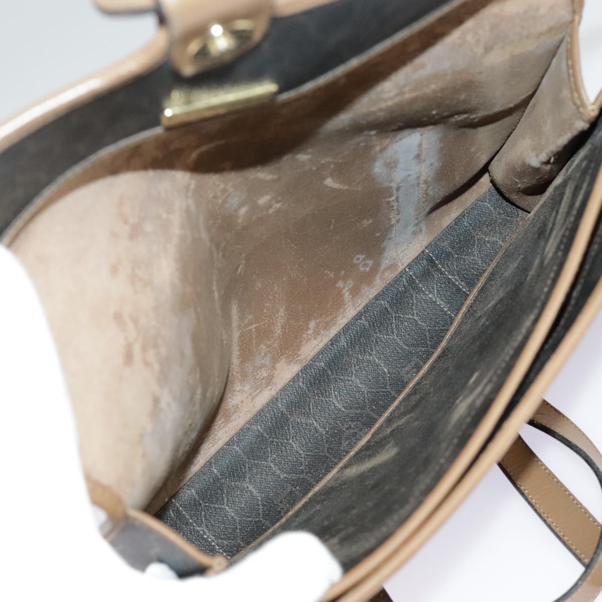 DIOR Honeycomb Canvas Hand Bag Black Beige - 12