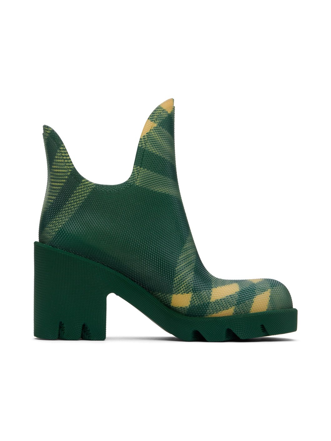 Green Check Rubber Marsh Heel Boots - 1
