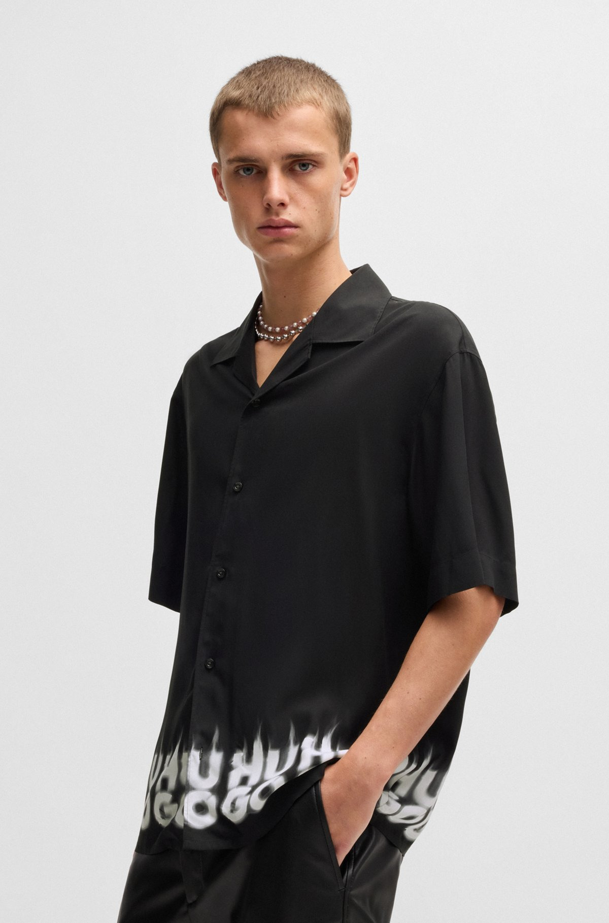 OVERSIZE-FIT SHIRT WITH SMOKE LOGO-PRINT HEM - 2