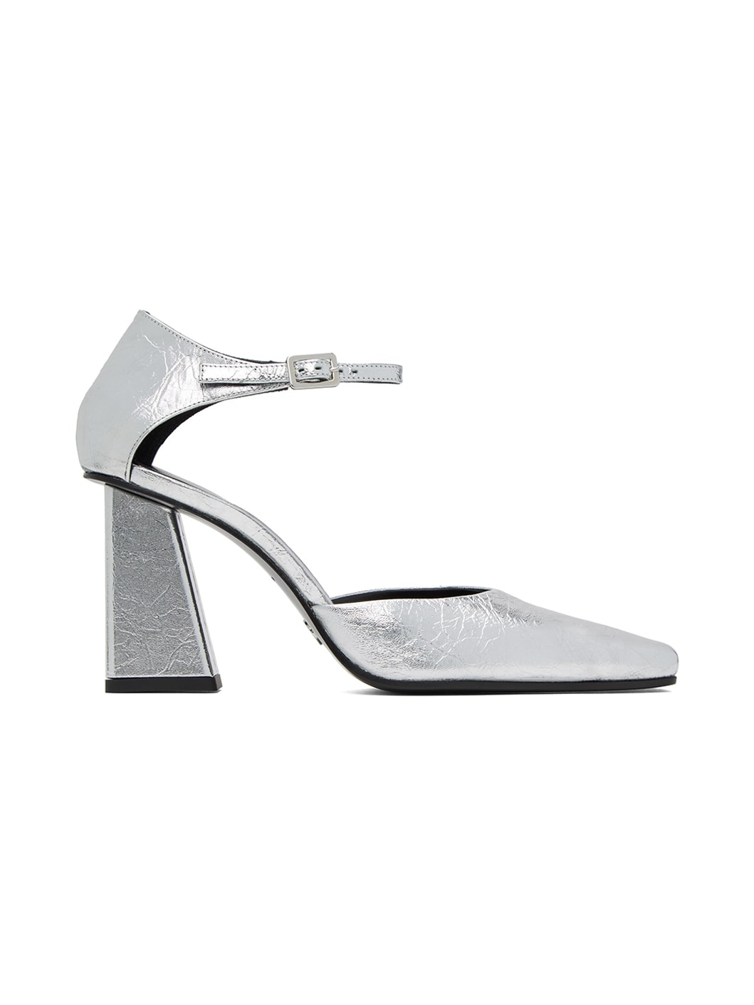 Silver Quad Ankle Strap Pumps - 1