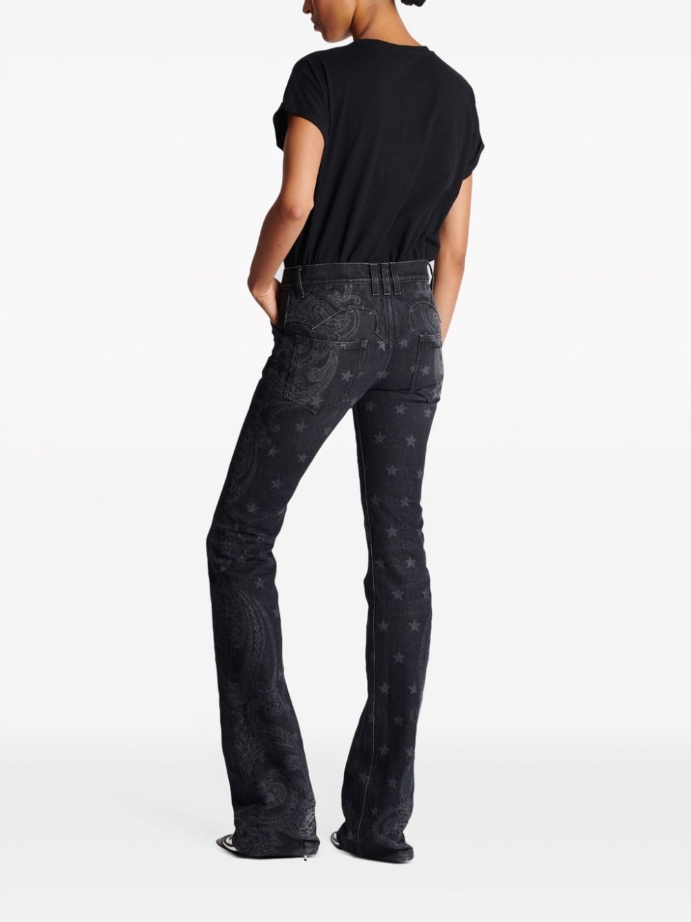 star-print bootcut mid-rise jeans - 4