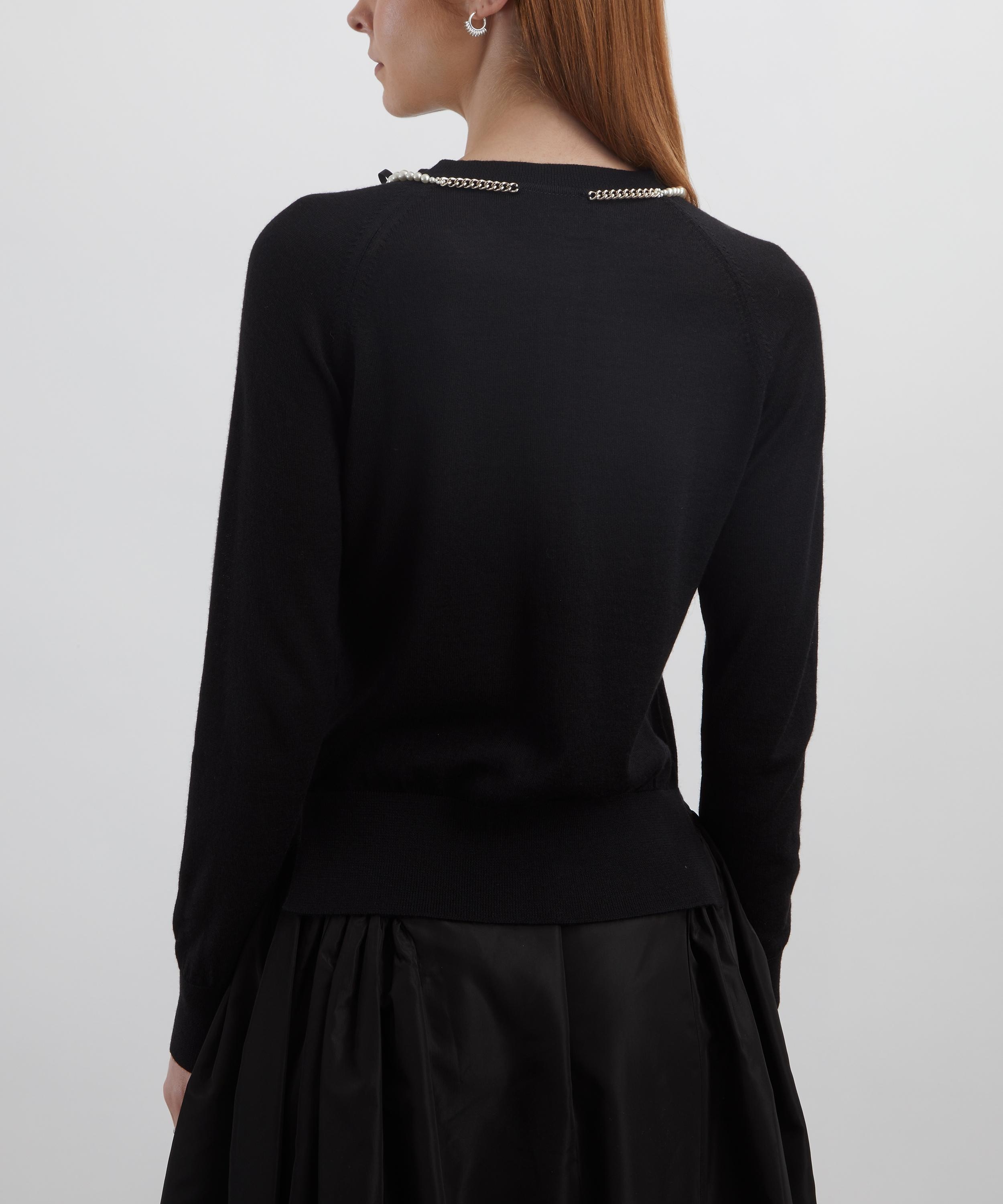 Pearl and Chain Bow Cardigan - 4