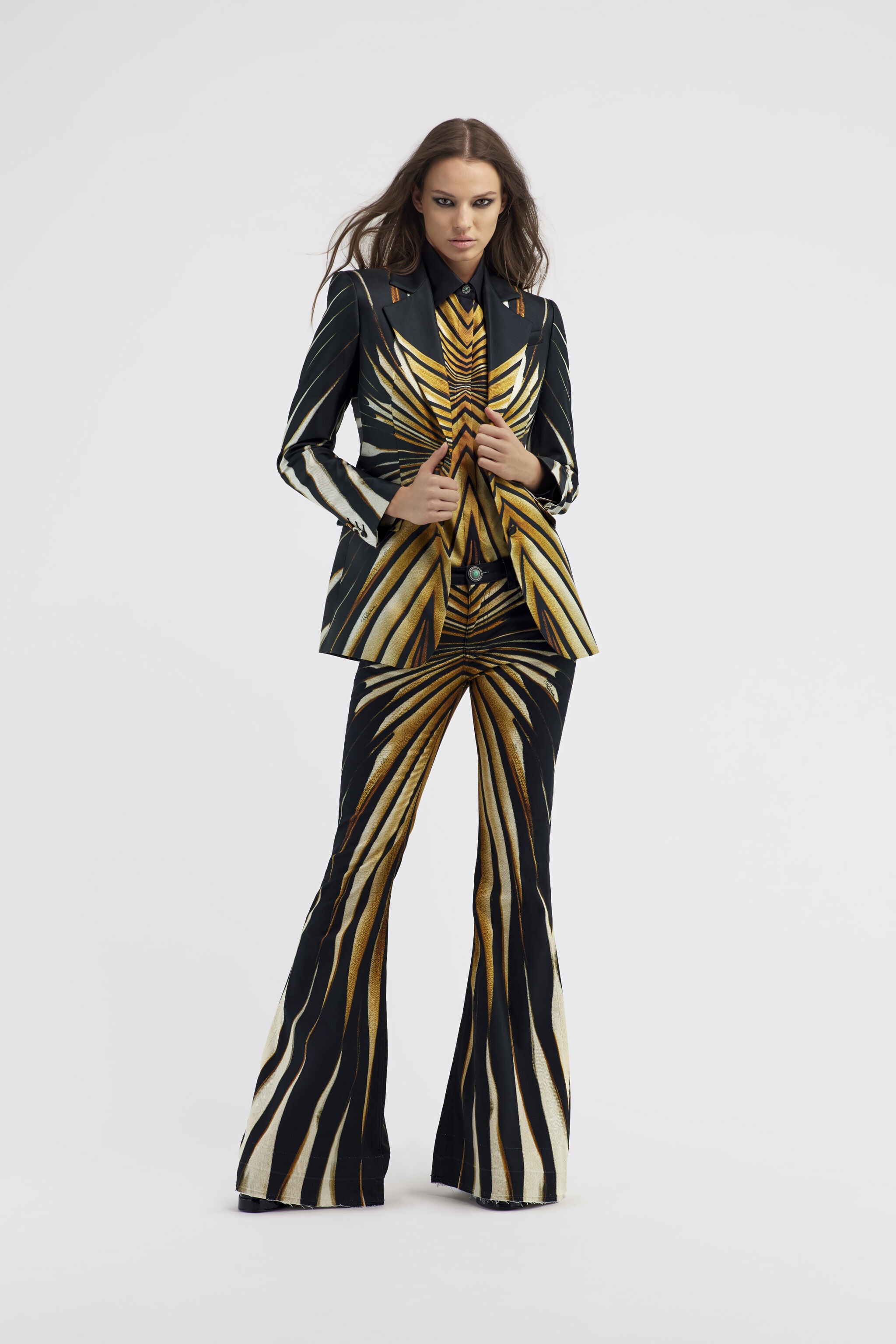 Single-breasted blazer with Ray of Gold print - 2