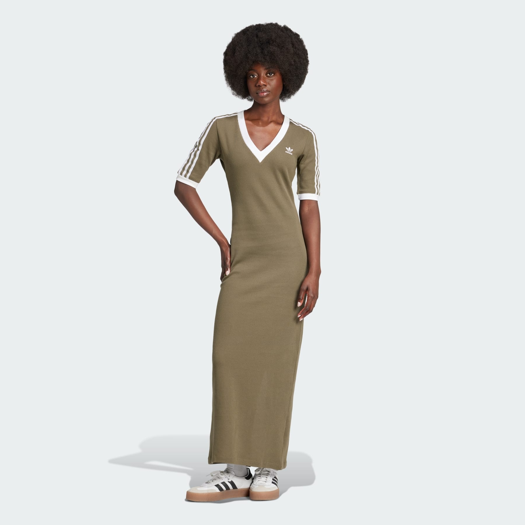 Adicolor 3-Stripes Knit V-Neck Dress - 2