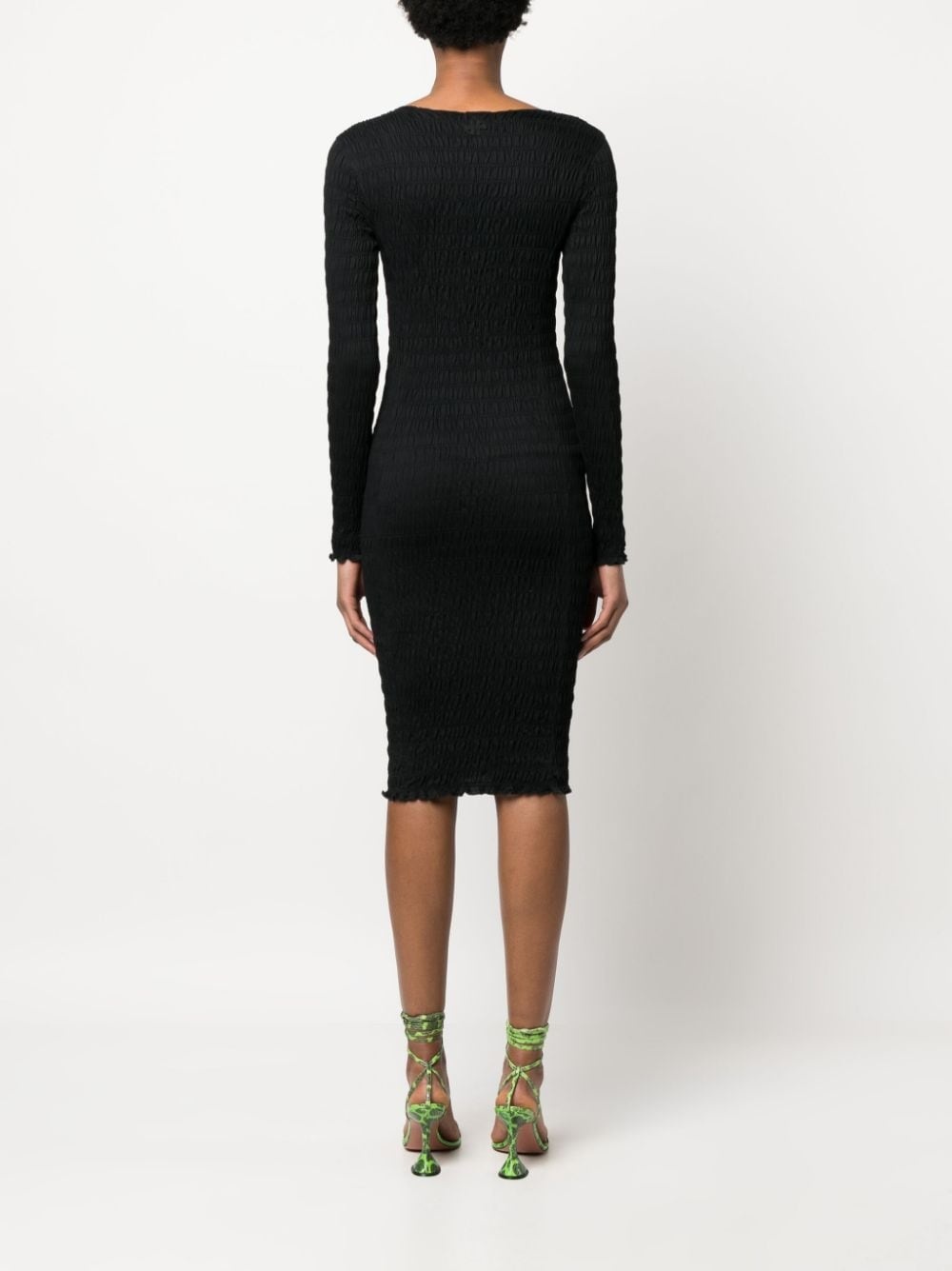 textured-finish long-sleeve dress - 4