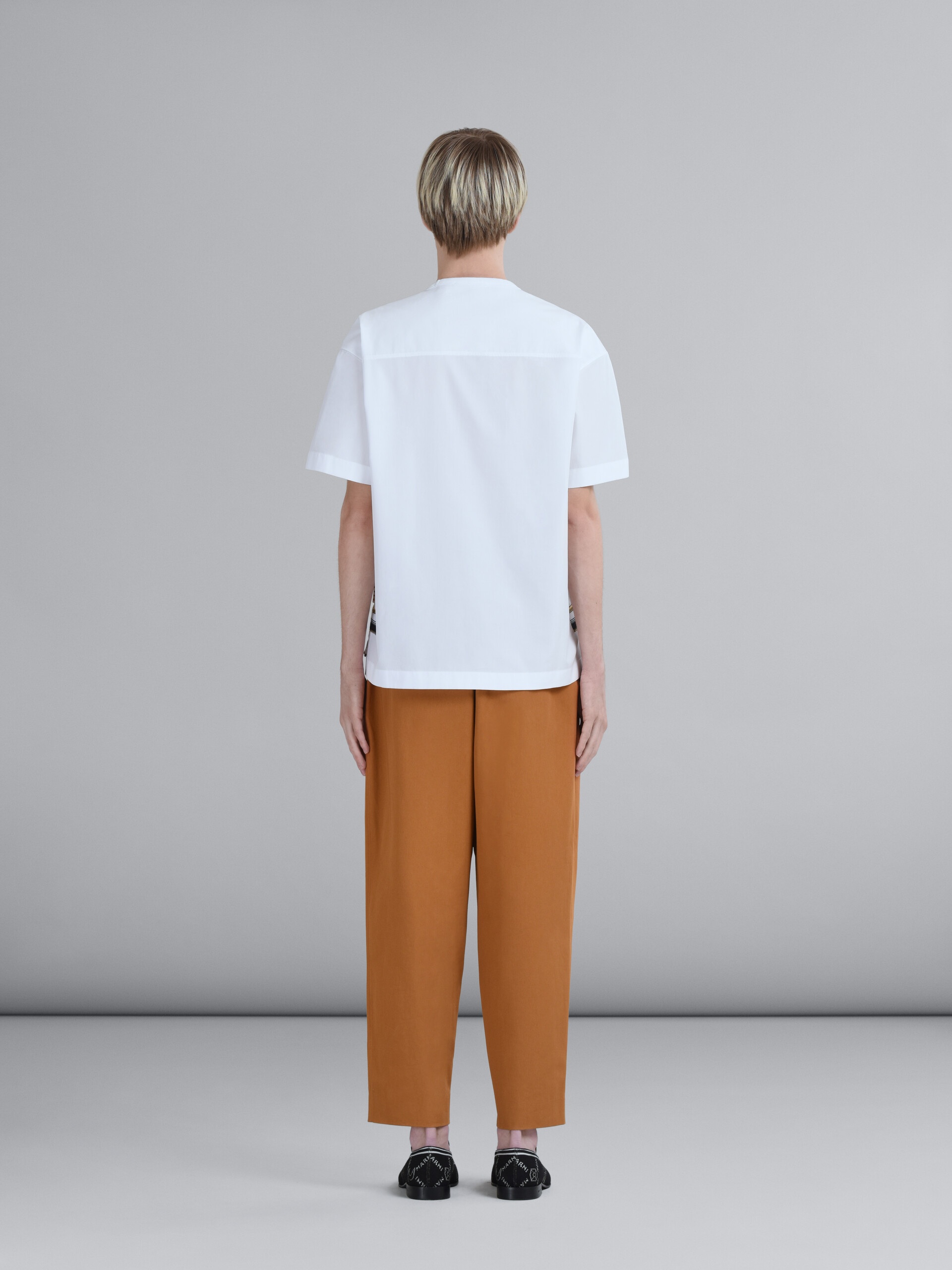 BROWN COTTON GABARDINE PANTS - 3
