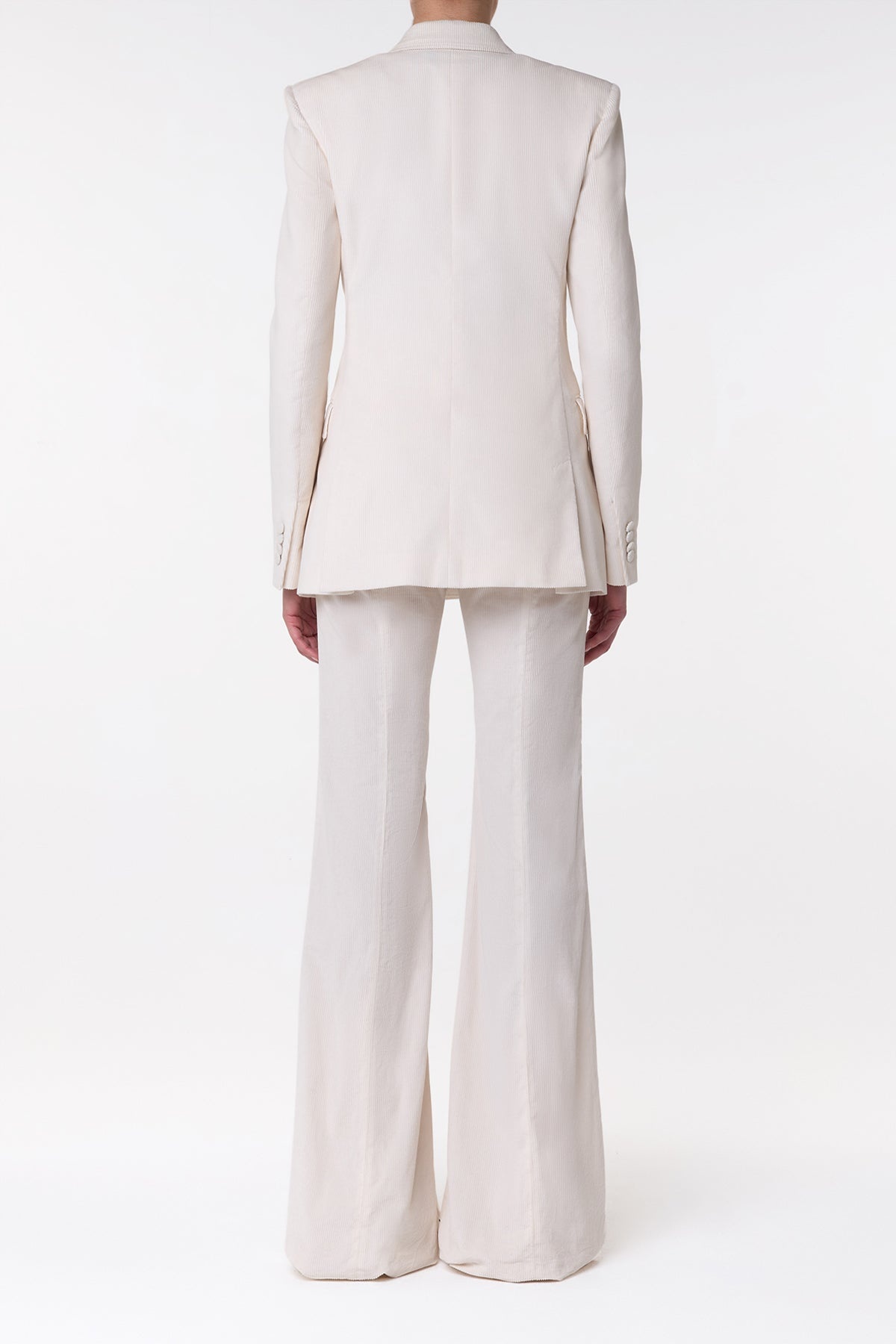 Ianthe Flare Pant in Ivory Sea Island Cotton Corduroy - 5