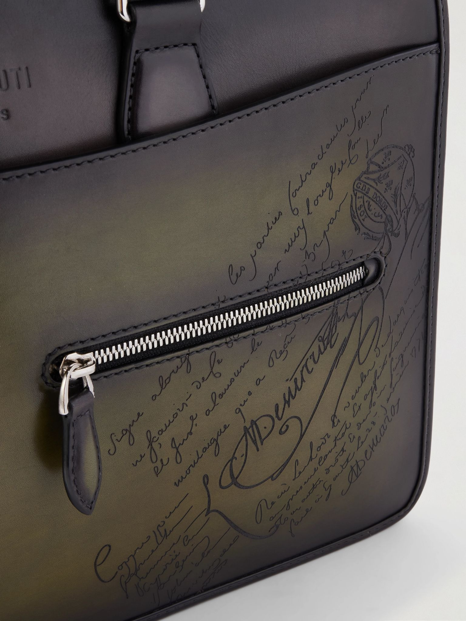 Un Jour Mini Scritto Venezia Leather Briefcase Green - 4
