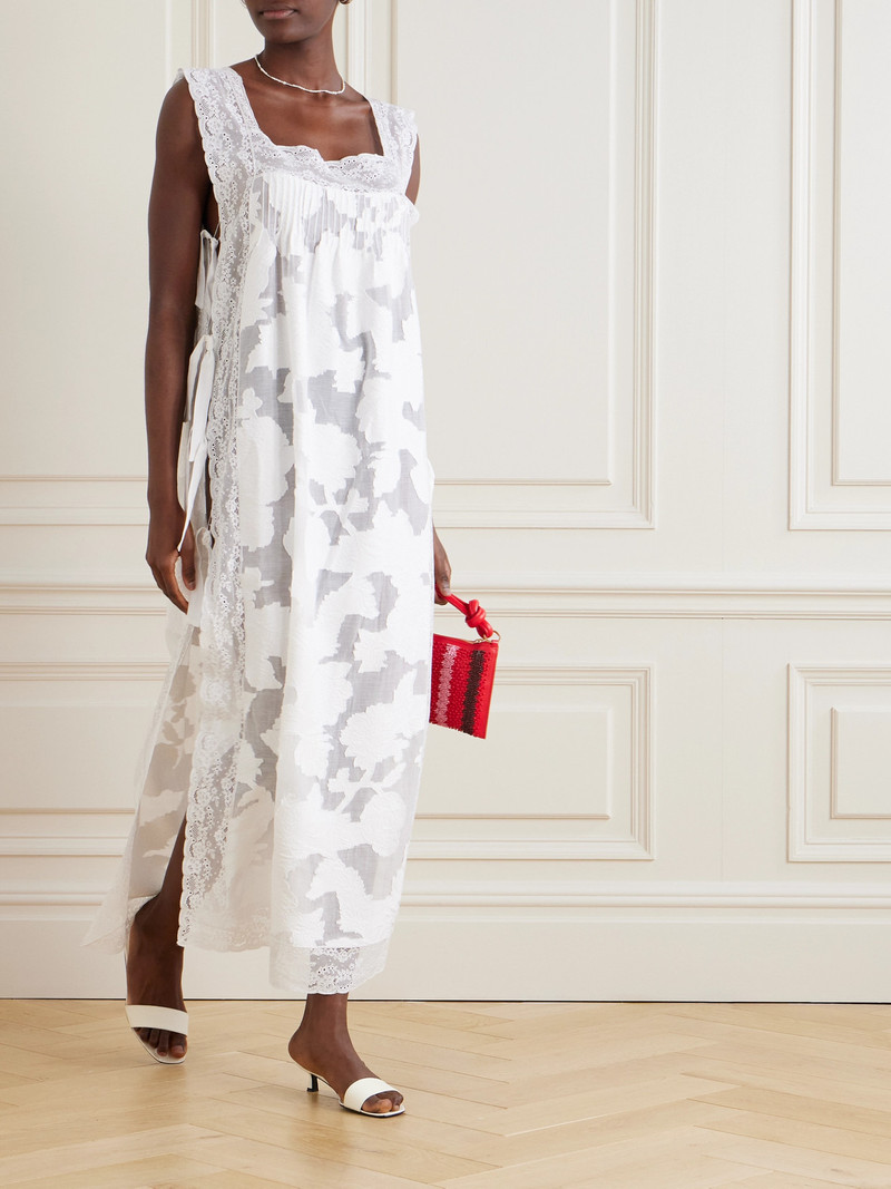 LORETTA CAPONI Bow-embellished Corded Lace Dress outlook