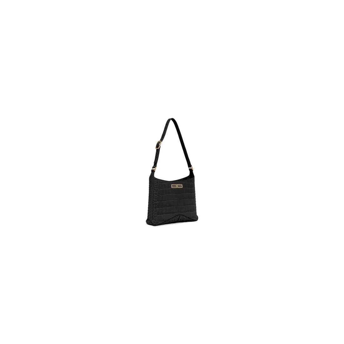 Women's Xx Small Hobo Bag Crocodile Embossed in Black - 2