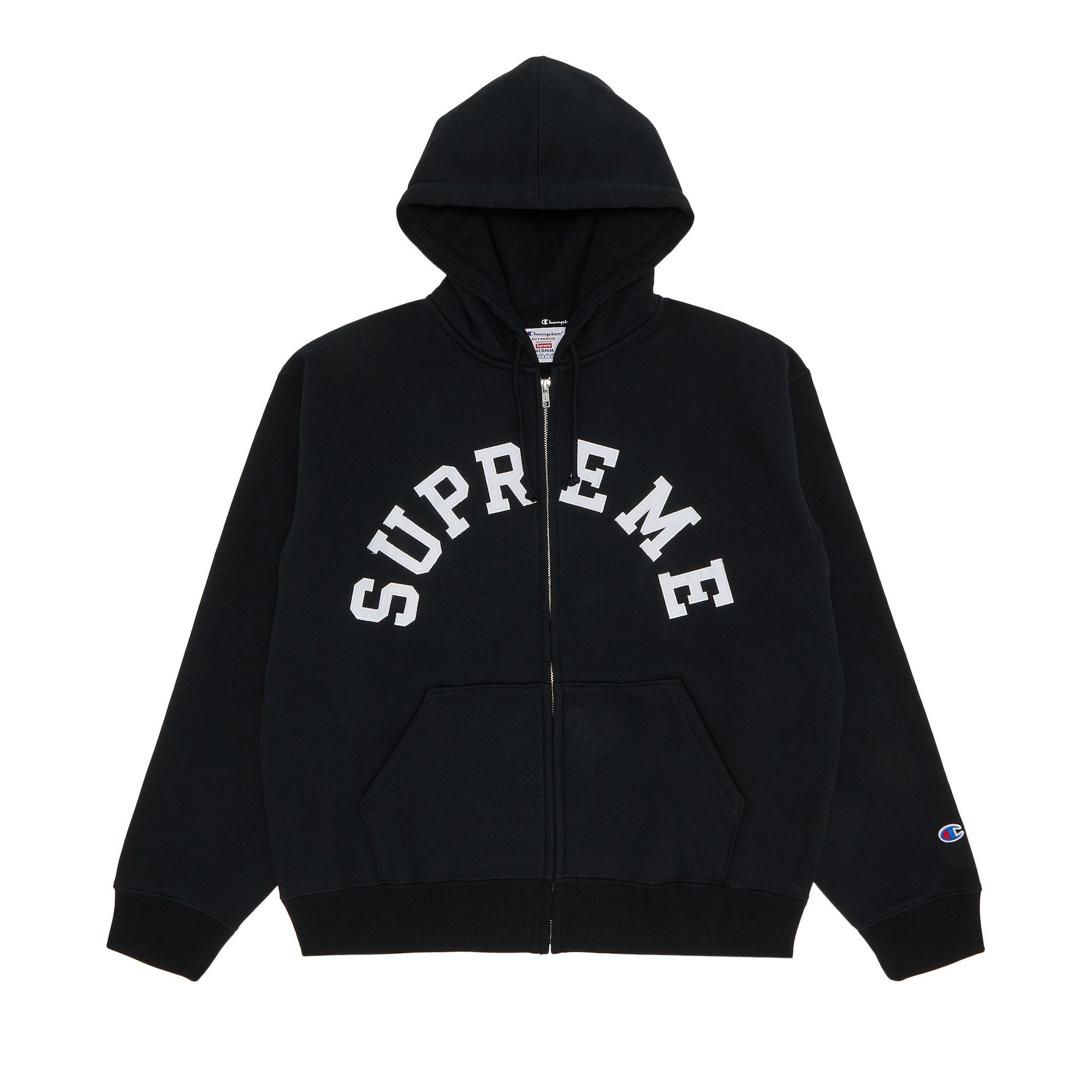 Supreme Supreme x Champion Zip Up Hooded Sweatshirt 'Black' | REVERSIBLE