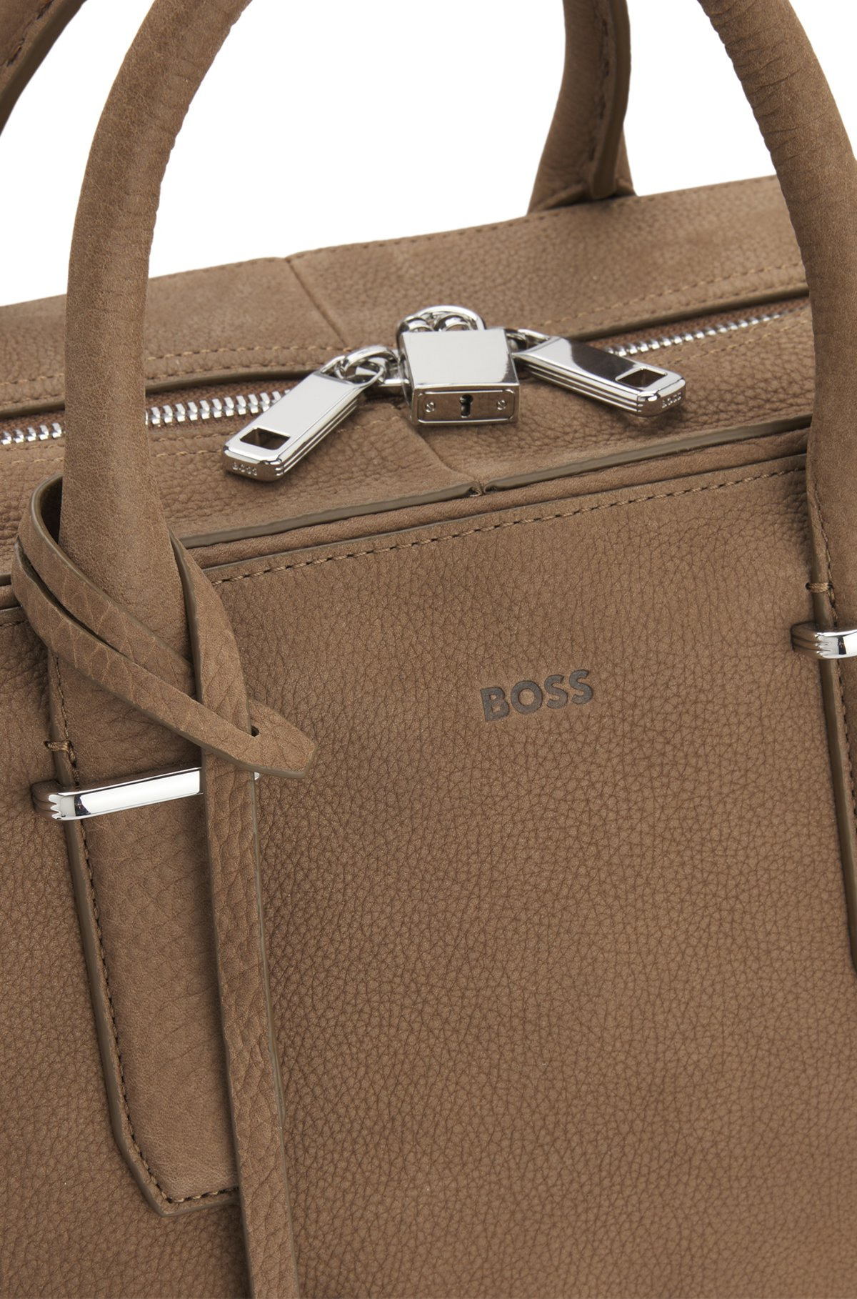 GRAINED LEATHER HOLDALL WITH LOGO KEYHOLDER - 7