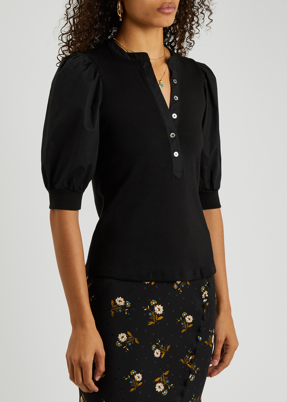 Coralee ribbed stretch-cotton top - 2