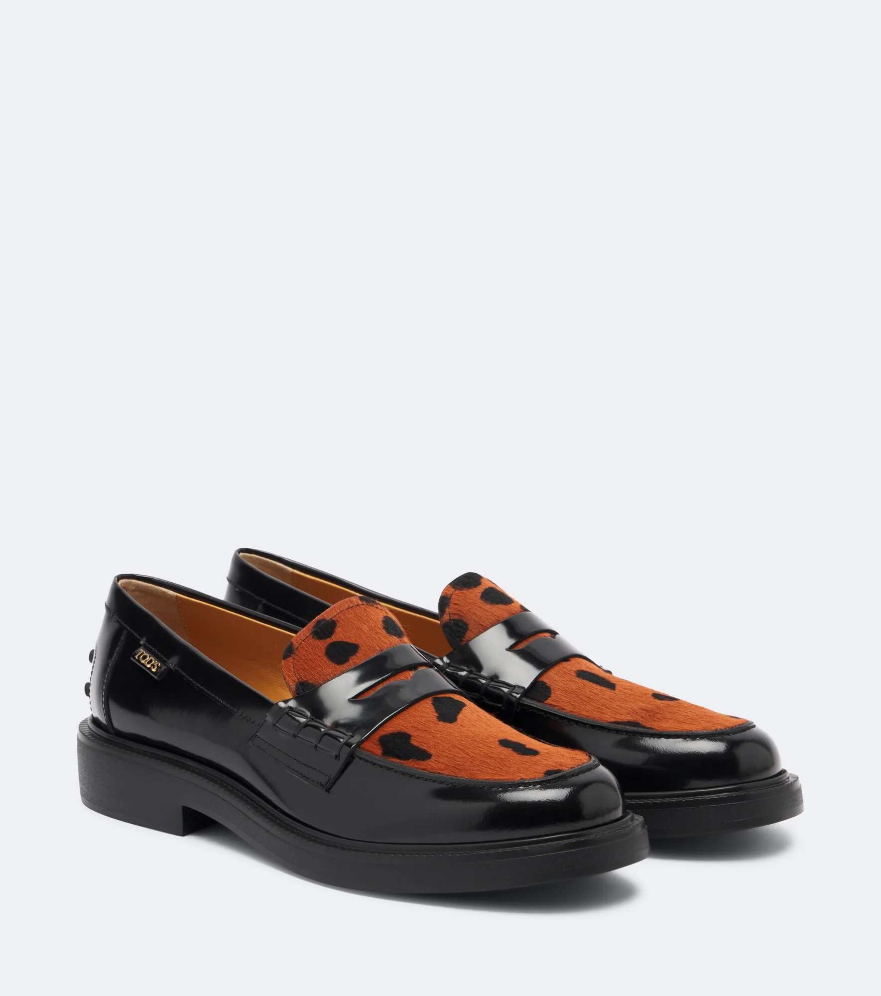Leather leopard-print penny loafers - 1