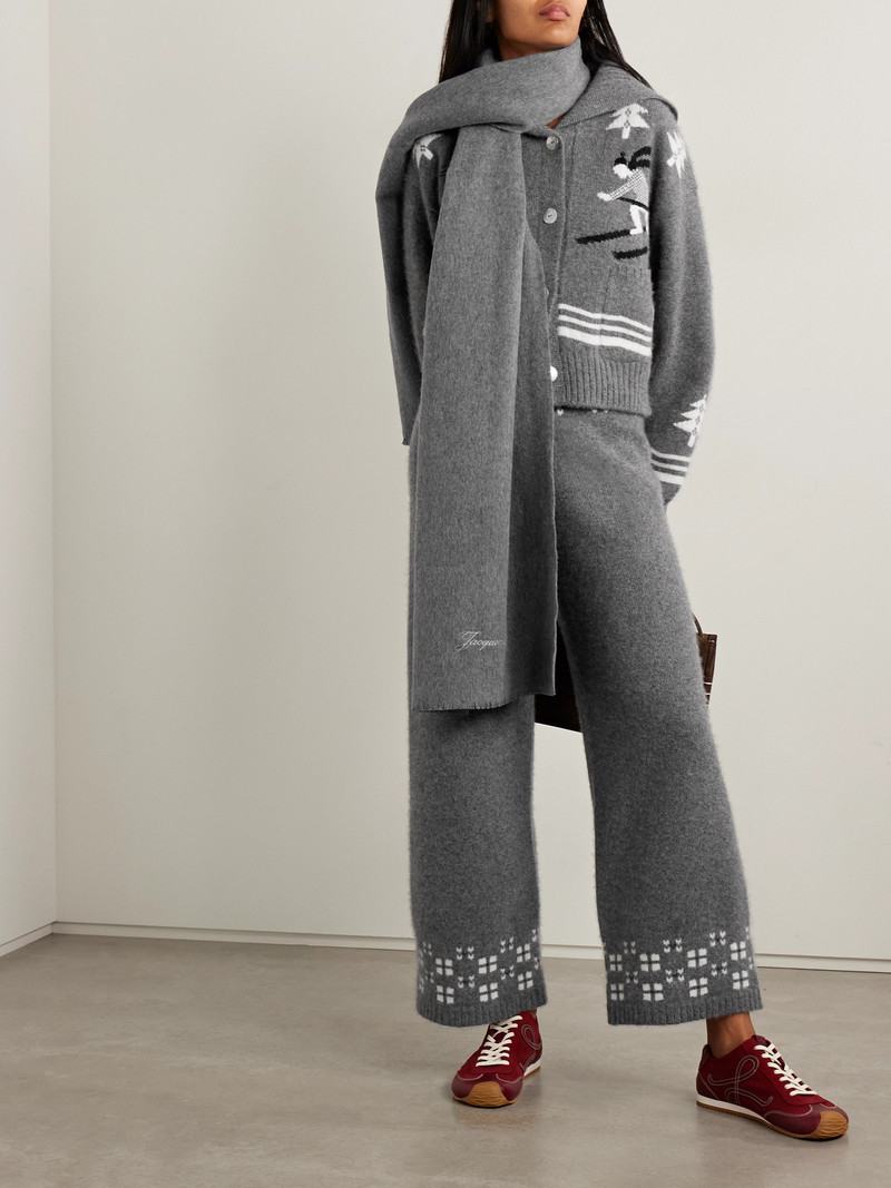 CALLE DEL MAR Winter Fair Isle Cashmere Wide-leg Pants outlook