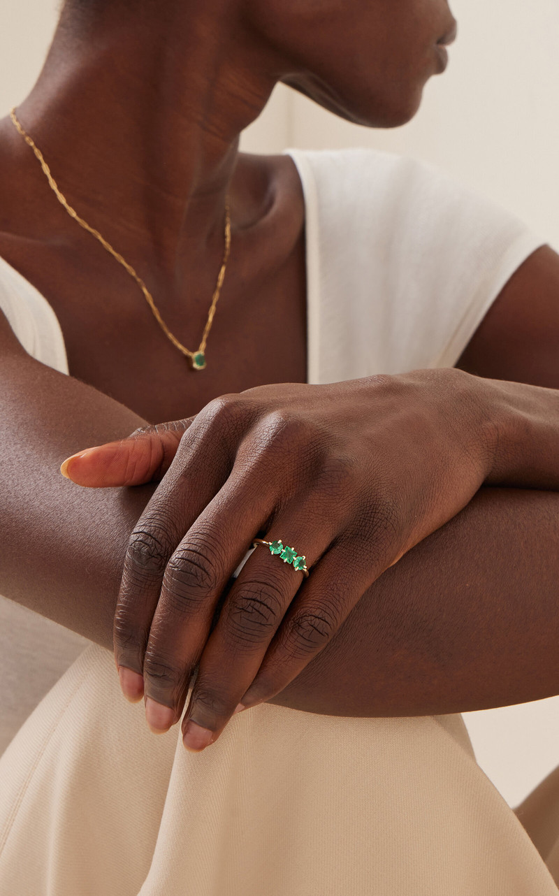 ILA Trilogy 14K Yellow Gold Emerald Ring green outlook