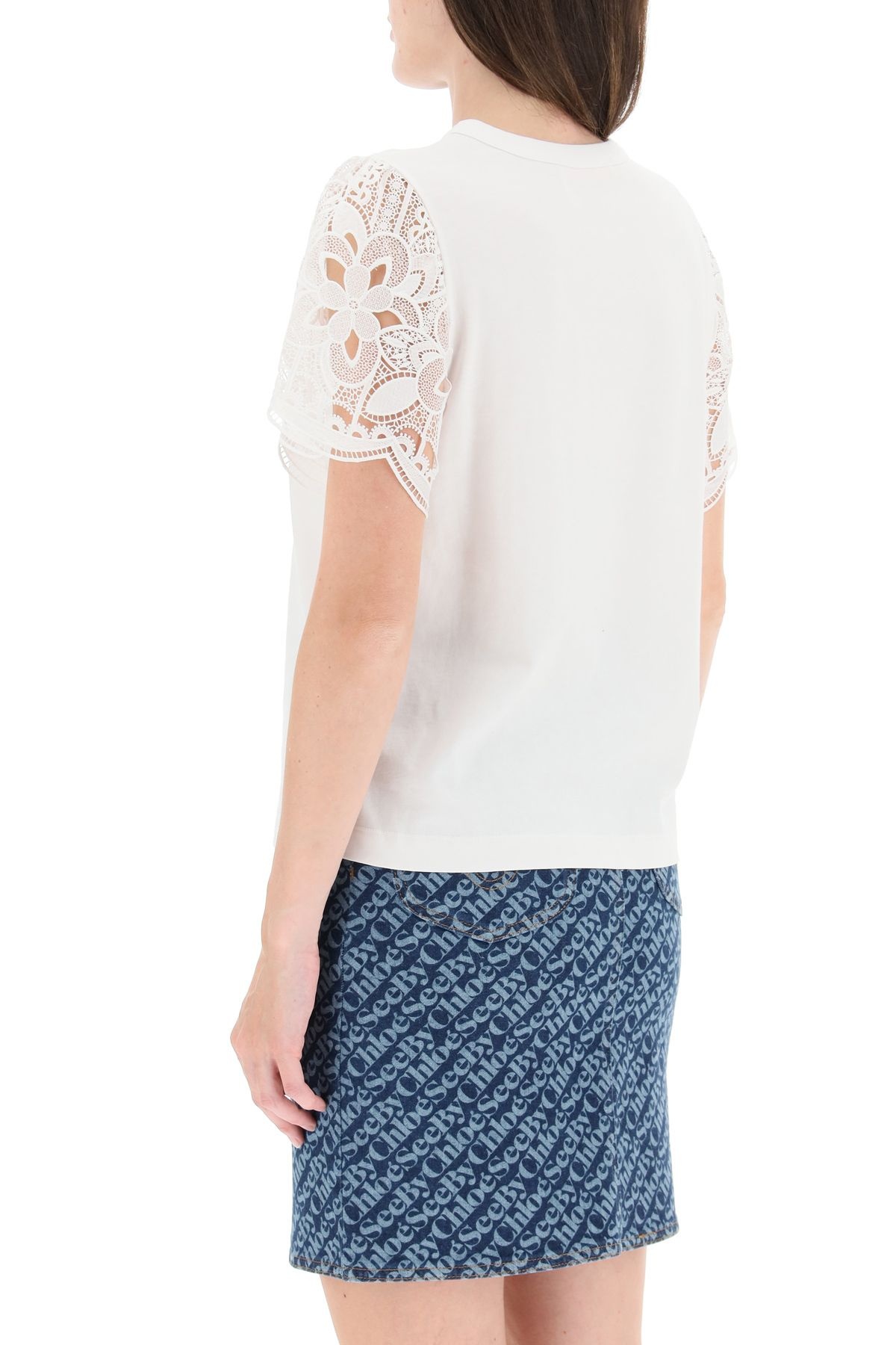 T-SHIRT WITH LACE SLEEVES - 4