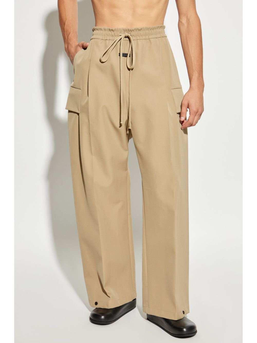 logo-patch wool trousers - 3